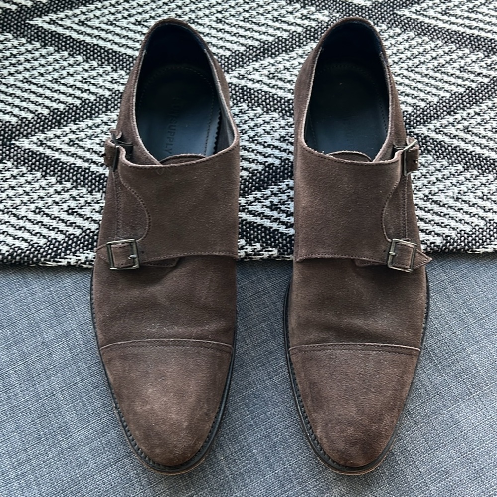 Suitsupply | Double Monk Strap Brown Suede Shoes